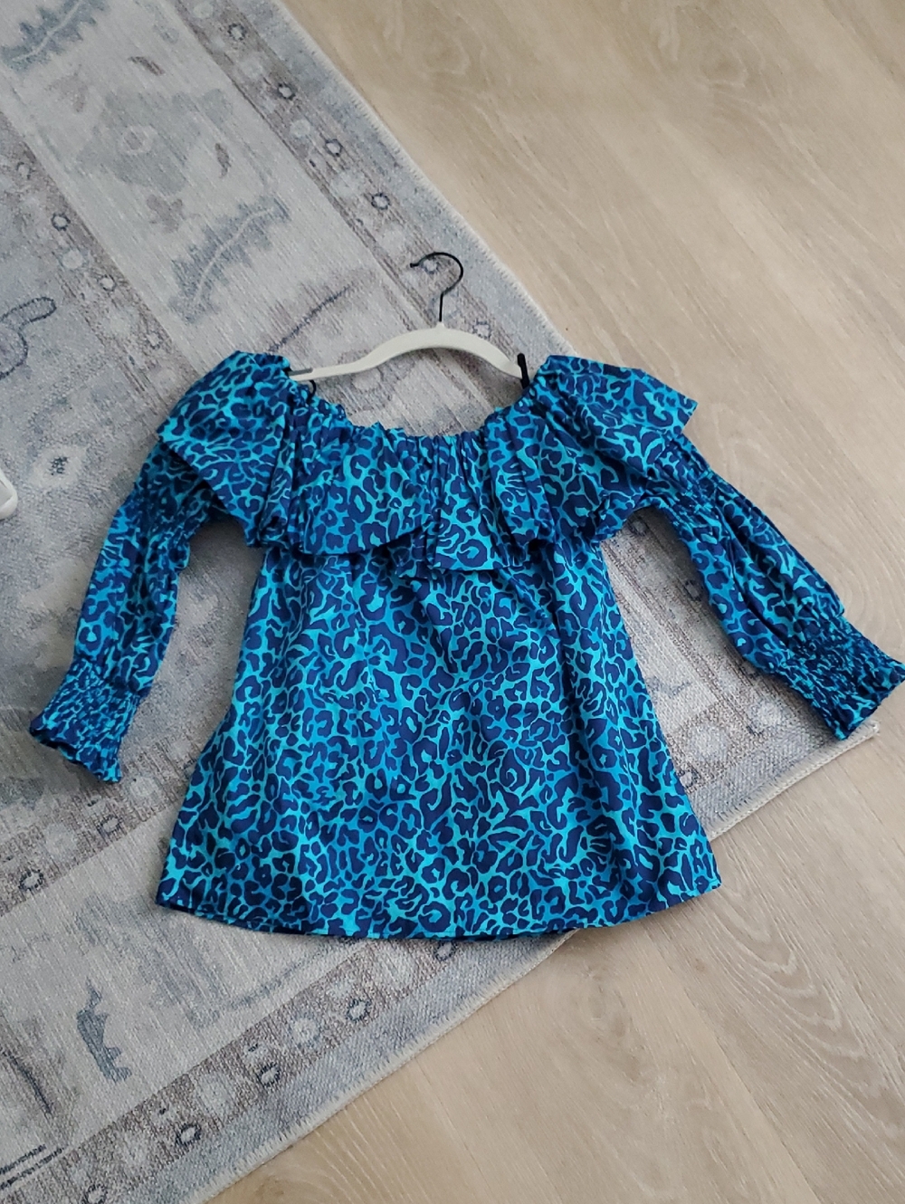 Lilly Pulitzer Beatrix Off The Shoulder Top Leopard Print 3/4 Sleeve Shirt SzXXS